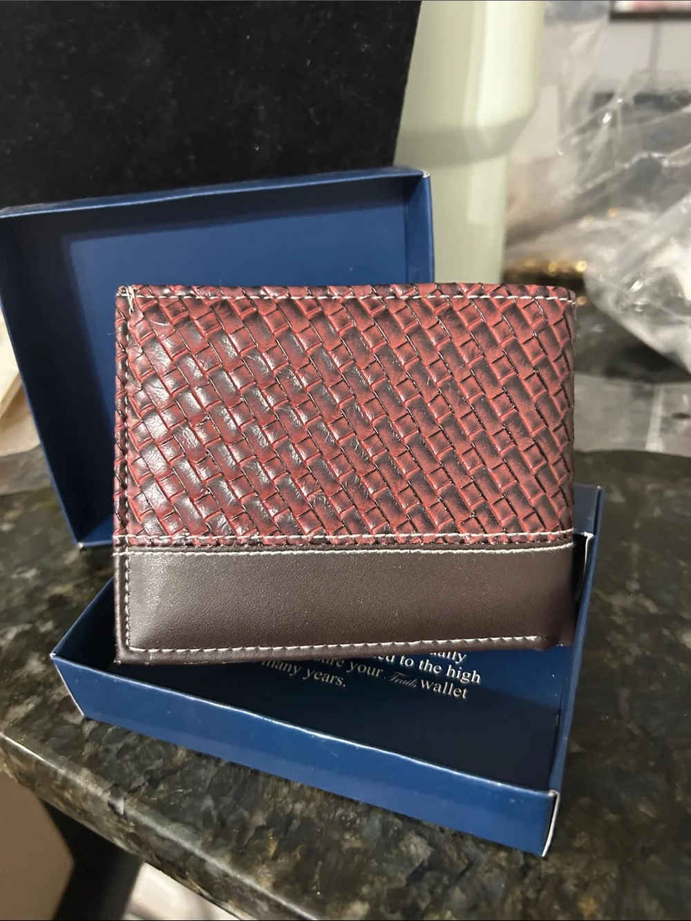 Milano Red and Brown Woven Leather Card Holder